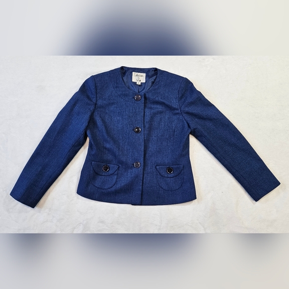 Vintage Collections For Le Suit Womens 6P 3 Button Blue Blazer - Picture 7 of 9